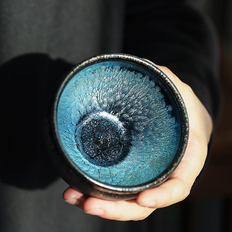 How should I clean and care for the jian zhan tenmoku chawan tea cup?