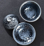 Handmade Tenmoku Flowers Gaiwan, Jian Zhan Tenmoku Gaiwan Tea Bowl
