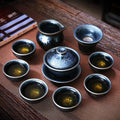 Flowery Tenmoku Jian Zhan Tea Set