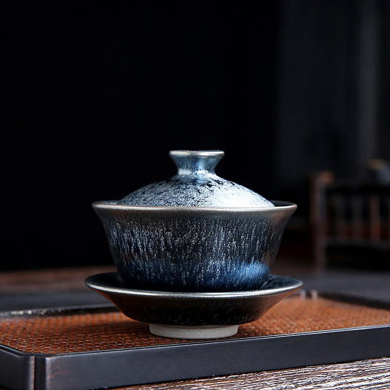 Flowery Tenmoku Jian Zhan Tea Set