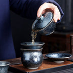 Flowery Tenmoku Jian Zhan Tea Set