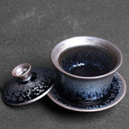 Handmade Tenmoku Zen Glazar Gaiwan, Jian Zhan Tenmoku Gaiwan Tea Bowl
