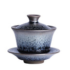 Handmade Tenmoku Zen Glazar Gaiwan, Jian Zhan Tenmoku Gaiwan Tea Bowl