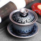 Handmade Tenmoku Zen Glazar Gaiwan, Jian Zhan Tenmoku Gaiwan Tea Bowl