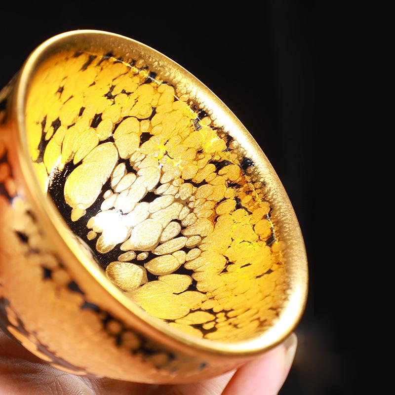 Gold Spot Jian Zhan Tenmoku Tea Cup