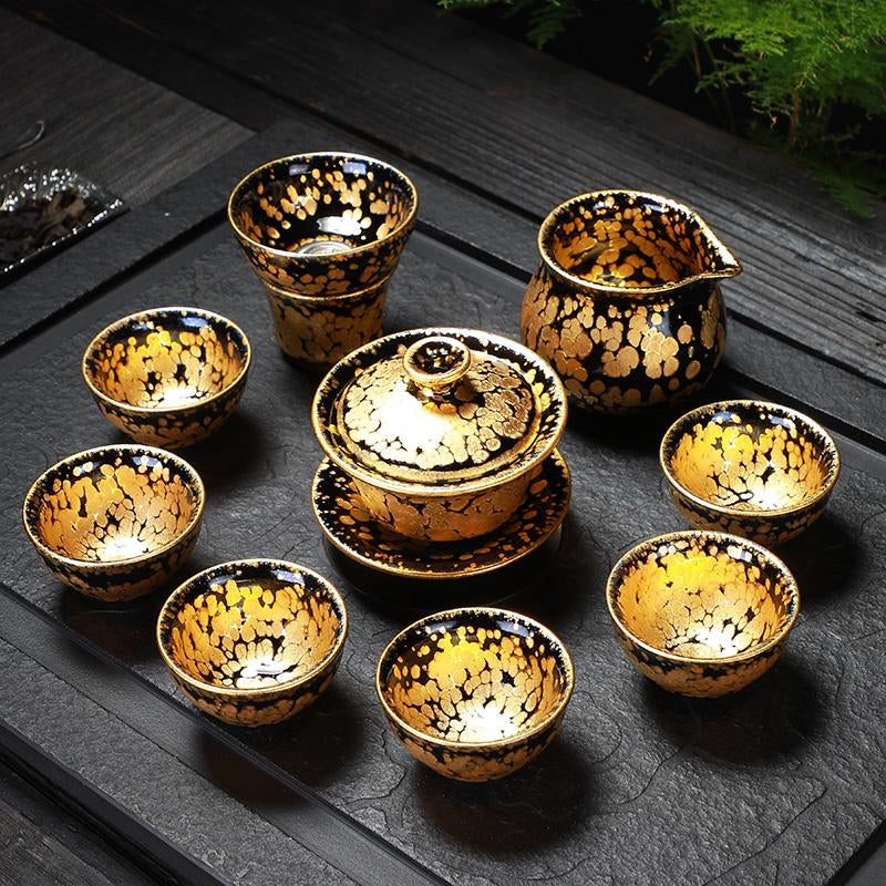 Gold Spots Tenmoku Jian Zhan Tea Set