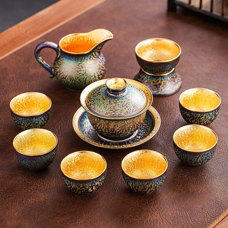 Golden Tenmoku Jian Zhan Tea Set