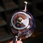 Blue Peacock Tenmoku Teapot