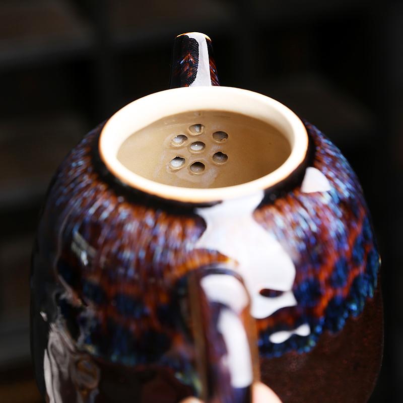Blue Peacock Tenmoku Teapot