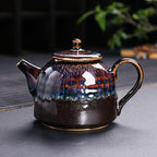 Blue Peacock Tenmoku Teapot