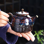 Blue Peacock Tenmoku Teapot
