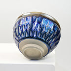 Tenmoku Jianzhan Ceramic Tea bowl with blue and white pattern