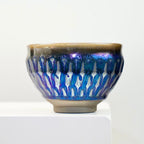 Tenmoku Jianzhan Ceramic Tea bowl with blue and white pattern