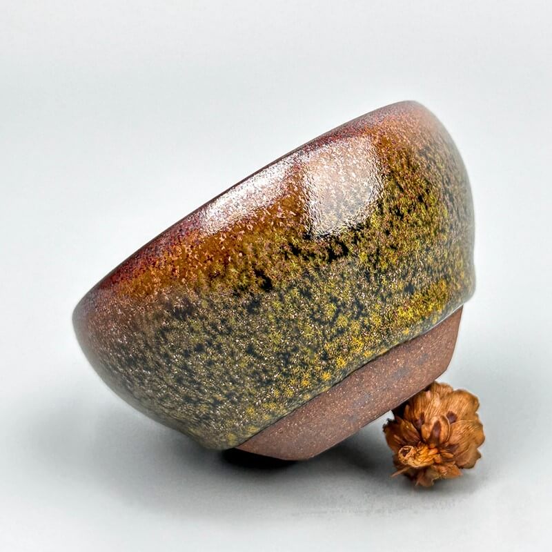 Matcha Green Jian Zhan Tenmoku Tea Cup Flat