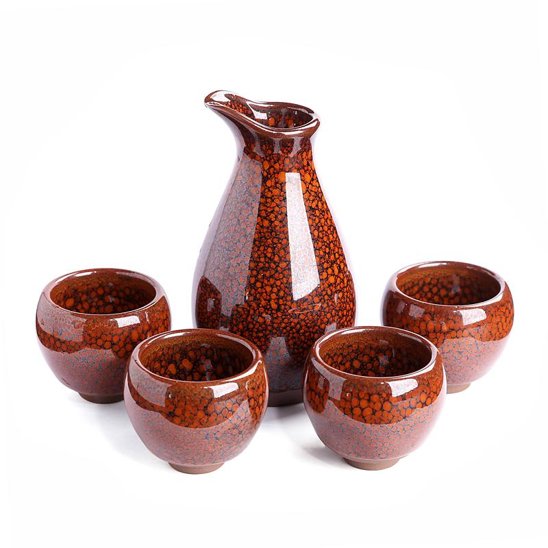 orange glazed sake set