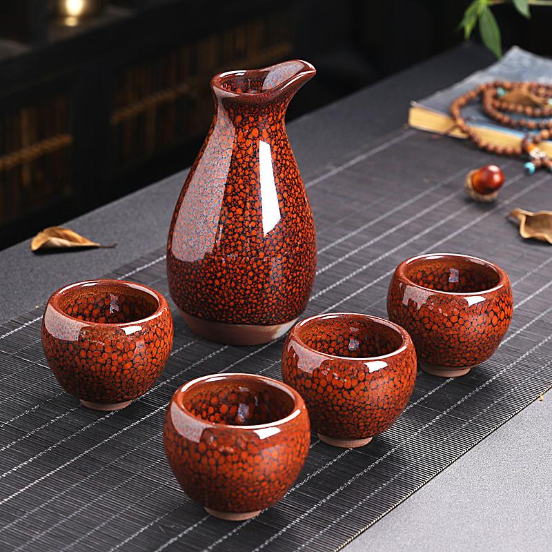 orange glazed sake set