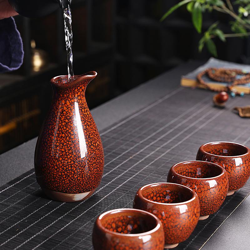 orange glazed sake set