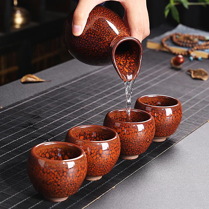 orange glazed sake set