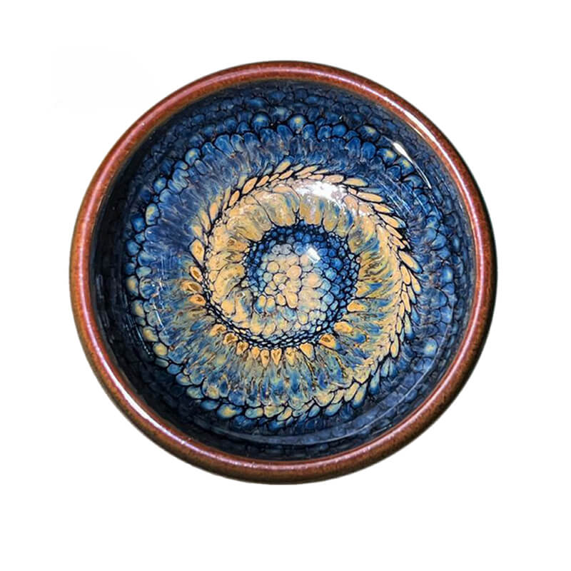 Partridge Jianzhan Tenmoku Glaze Pottery Tea Bowl