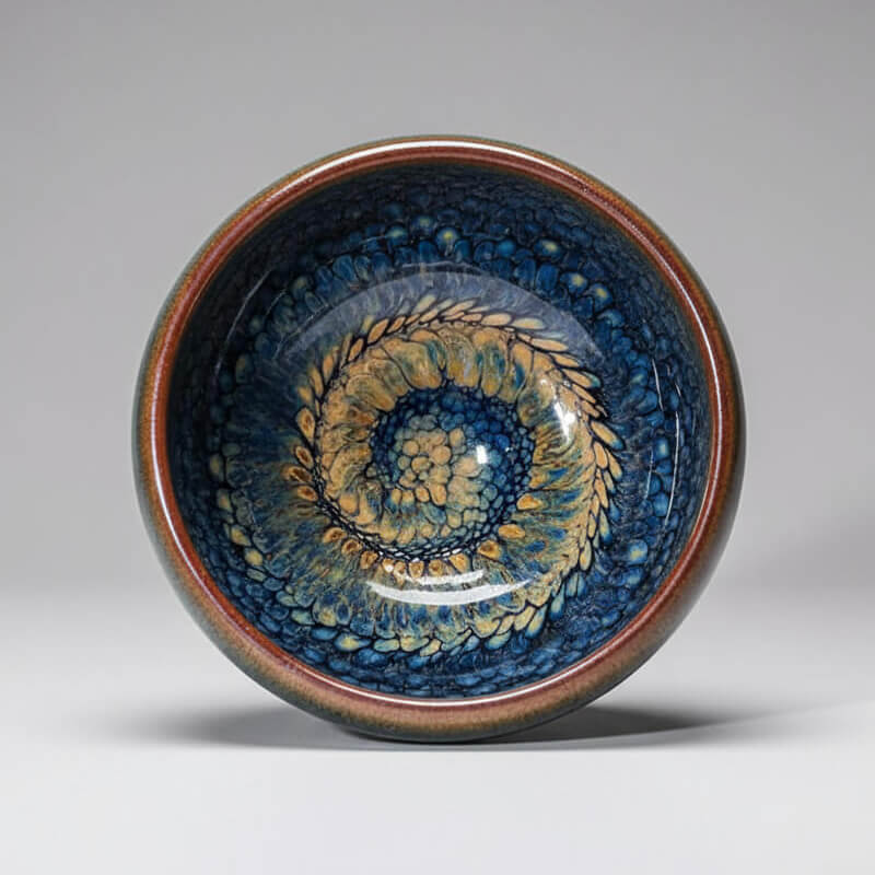 Partridge Jianzhan Tenmoku Glaze Pottery Tea Bowl