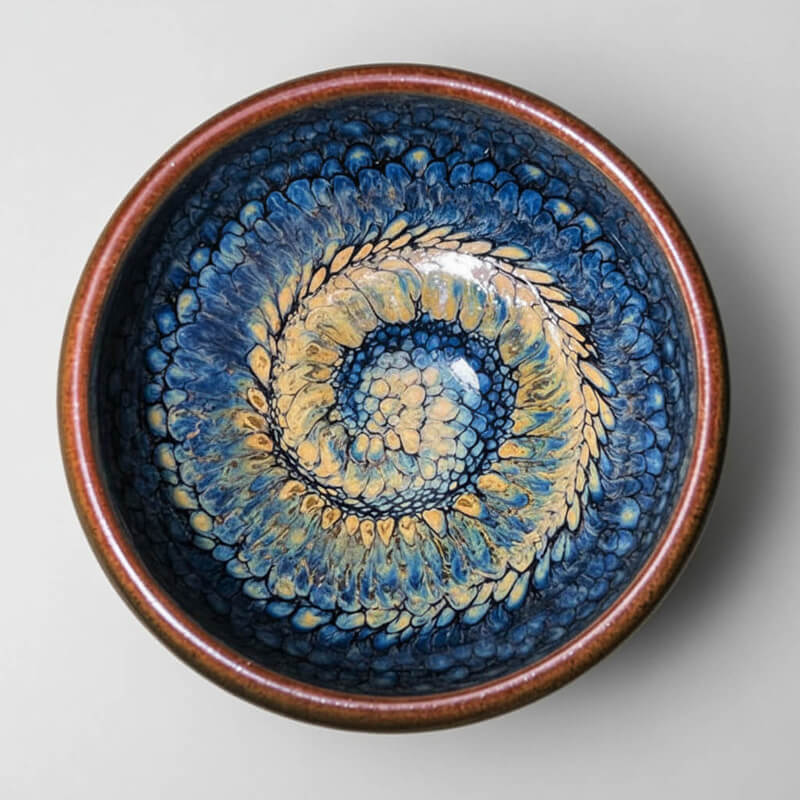 Partridge Jianzhan Tenmoku Glaze Pottery Tea Bowl