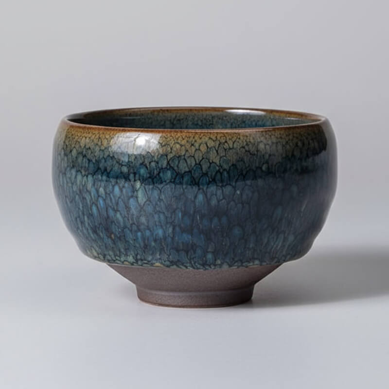 Partridge Jianzhan Tenmoku Glaze Pottery Tea Bowl