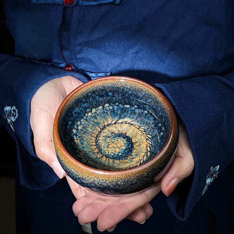 Partridge Jianzhan Tenmoku Glaze Pottery Tea Bowl
