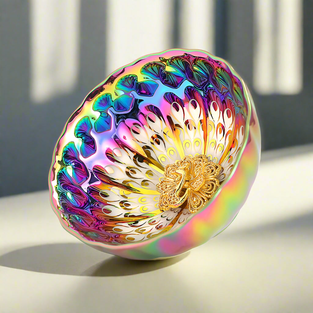 Peacock Tail Jian Zhan Tenmoku Tea Cup