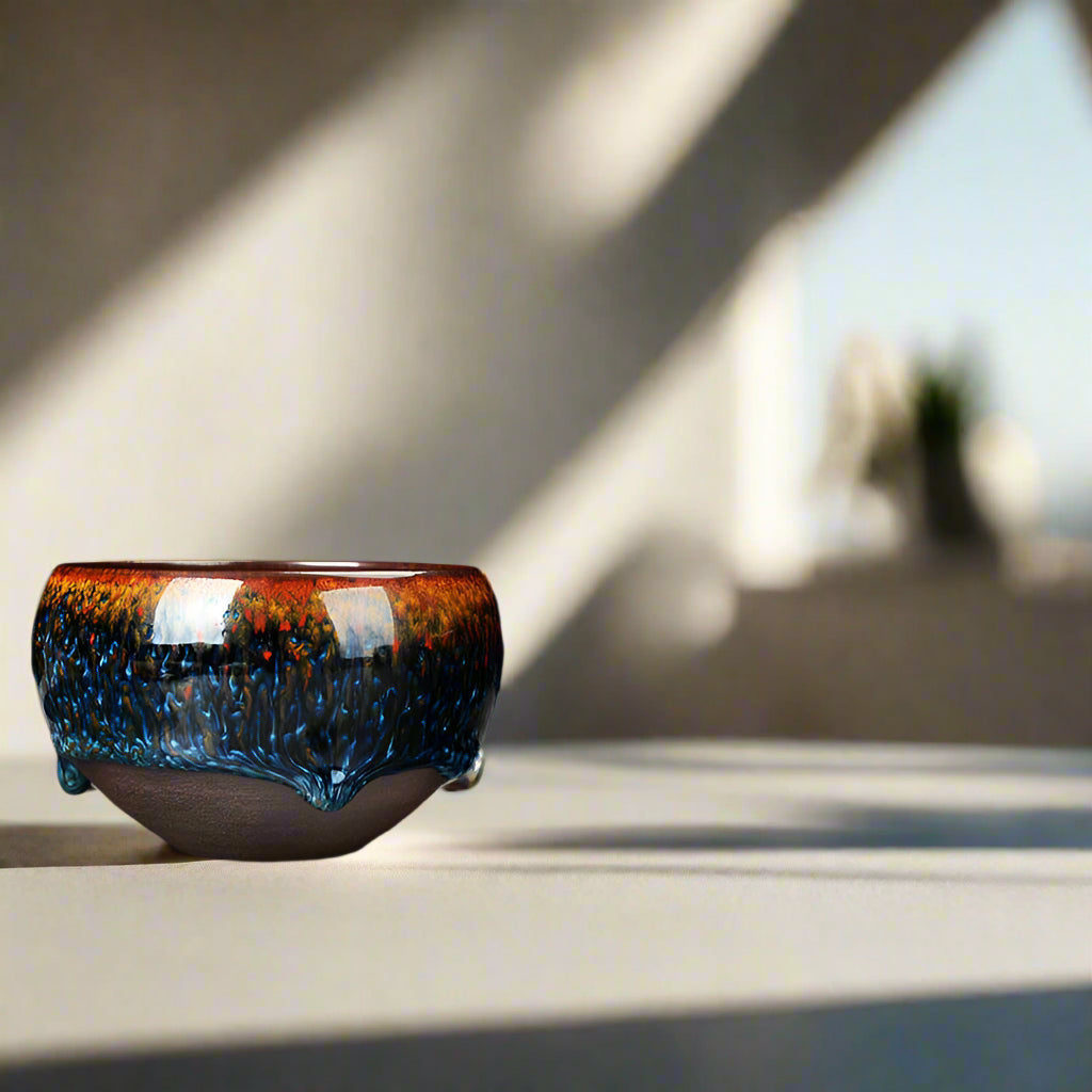 Blue Peacock Jianzhan Tenmoku Tea Bowl