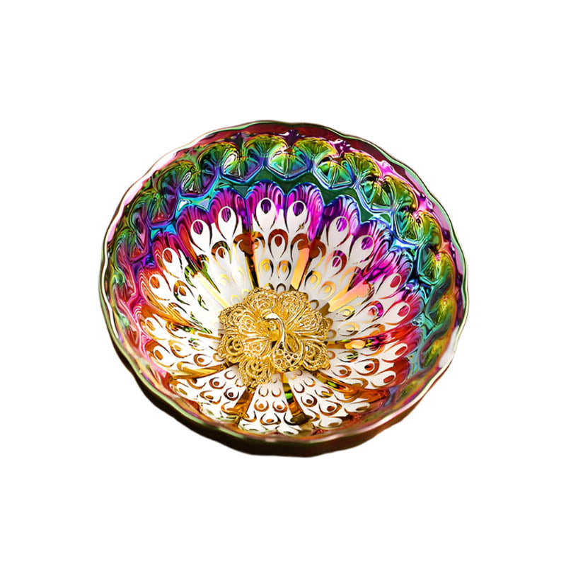 Peacock Tail Jian Zhan Tenmoku Tea Cup