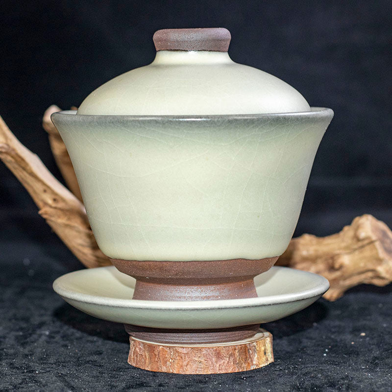 White Shell Tenmoku Gaiwan Jian Zhan Handmade Lidded Tea Cup