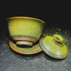 Matcha Green Tenmoku Gaiwan Jian Zhan Handmade Lidded Tea Cup
