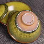 Matcha Green Tenmoku Gaiwan Jian Zhan Handmade Lidded Tea Cup