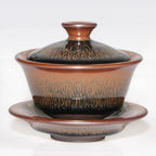 Handmade Tenmoku Hare's Fur Gaiwan, Jian Zhan Tenmoku Gaiwan Tea Bowl