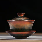 Handmade Tenmoku Hare's Fur Gaiwan, Jian Zhan Tenmoku Gaiwan Tea Bowl