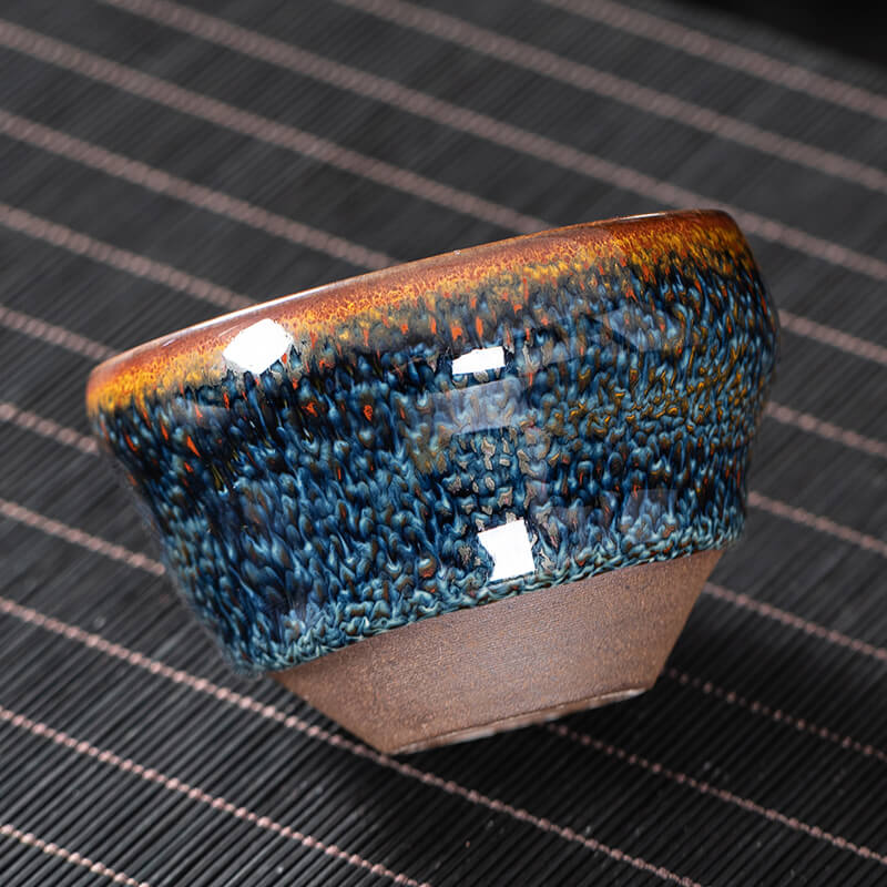 Twisted Ceramic Jianzhan Tenmoku Tea Bowl / Cup