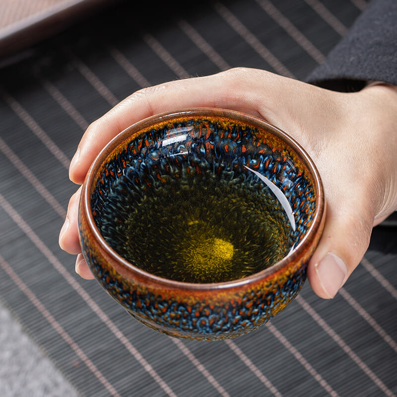 Twisted Ceramic Jianzhan Tenmoku Tea Bowl / Cup