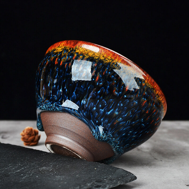 Blue Peacock Jianzhan Tenmoku Tea Cup