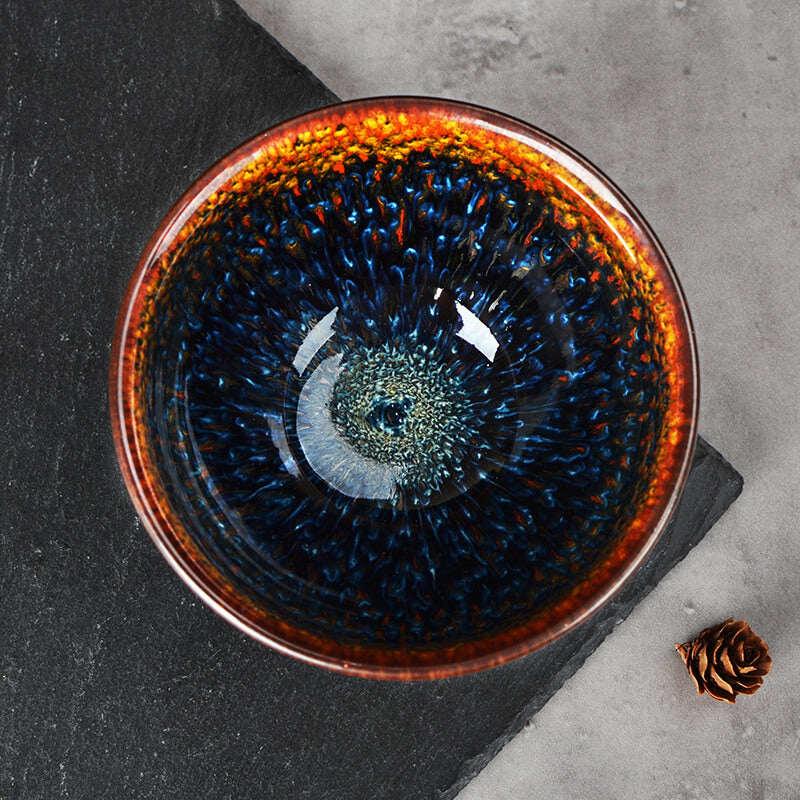 Blue Peacock Jianzhan Tenmoku Tea Cup