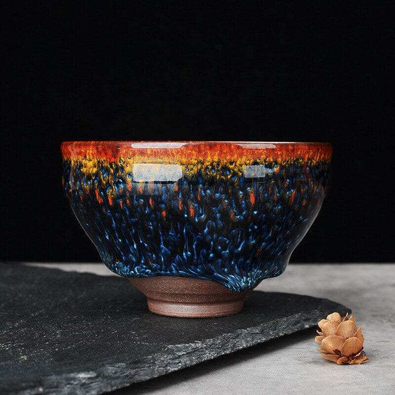 Blue Peacock Jianzhan Tenmoku Tea Cup