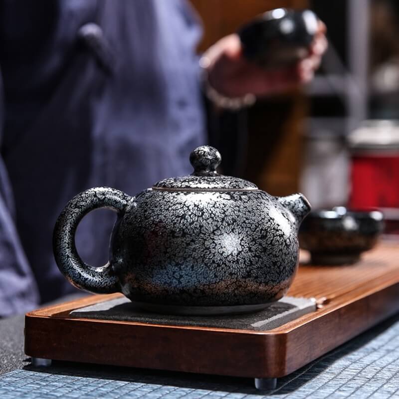 Tenmoku Jianzhan Oil Spot XiShi Teapot