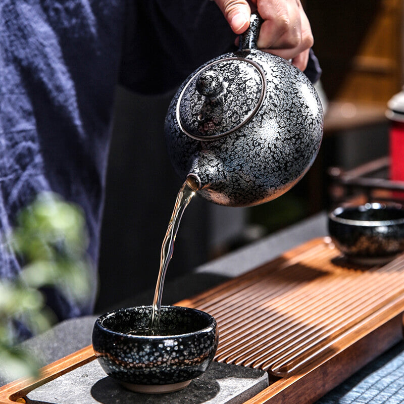 Tenmoku Jianzhan Oil Spot XiShi Teapot