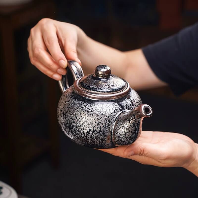 Handmde Tenmoku Jian Zhan Oil Spot Dapan Teapot