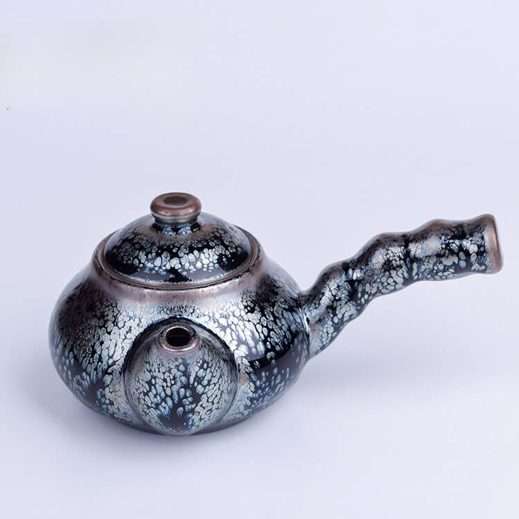 Handmde Oil Spot Tenmoku Jian Zhan Kyusu Teapot
