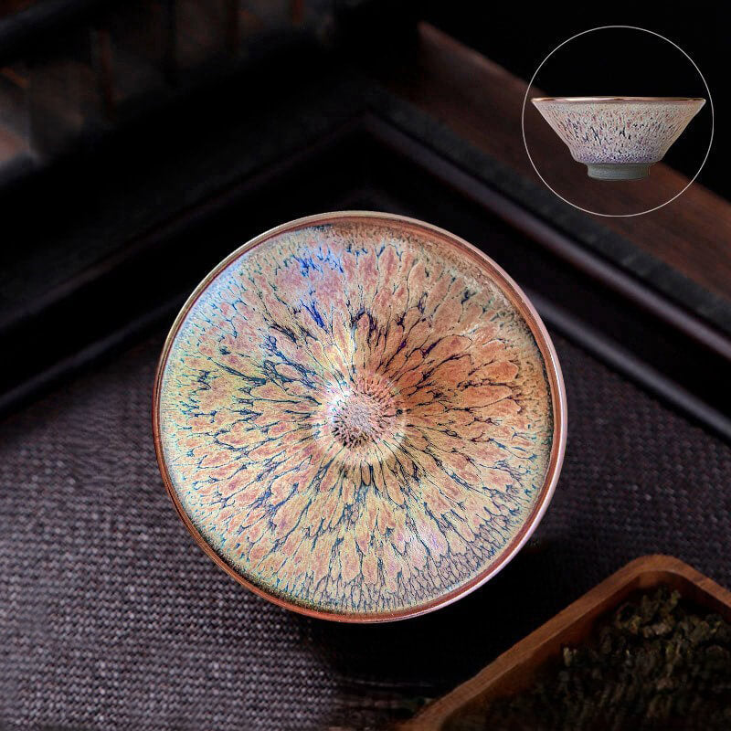 Purple Golden Tenmoku Jianzhan Ceramic Tea Bowl