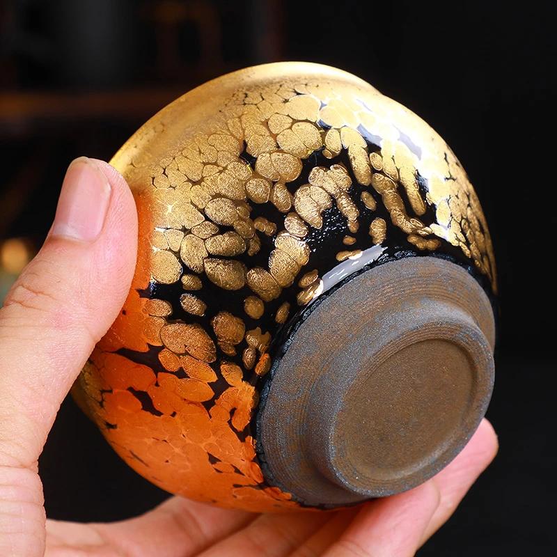 Gold Spot Jian Zhan Tenmoku Tea Cup
