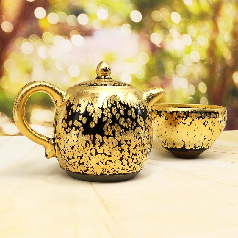 Night Gold Tenmoku Jian Zhan Teapot Ware