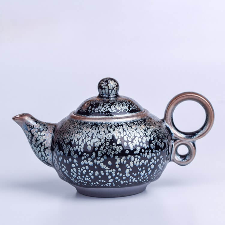 Handmde Tenmoku Jian Zhan Oil Spot Kungfu Teapot