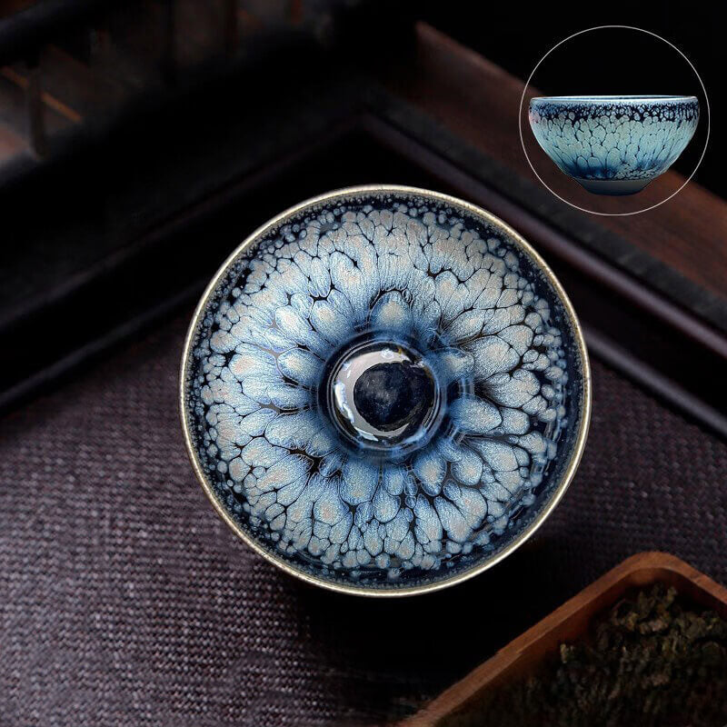 Tenmoku Jian Zhan Blue Oil Spots Tea Cup
