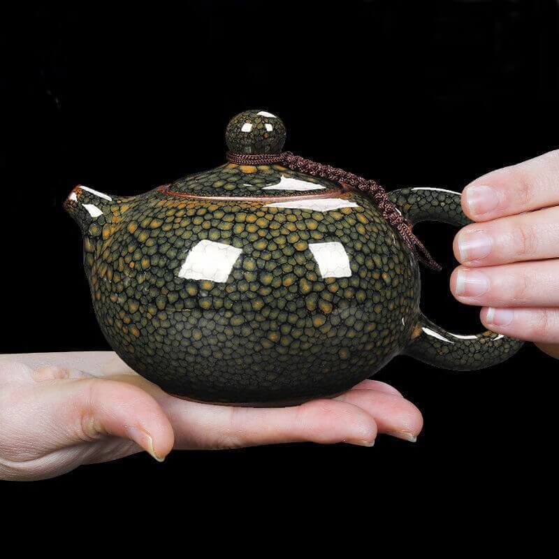 Tenmoku Jian Zhan Green Partridge Glaze Xishi Teapot